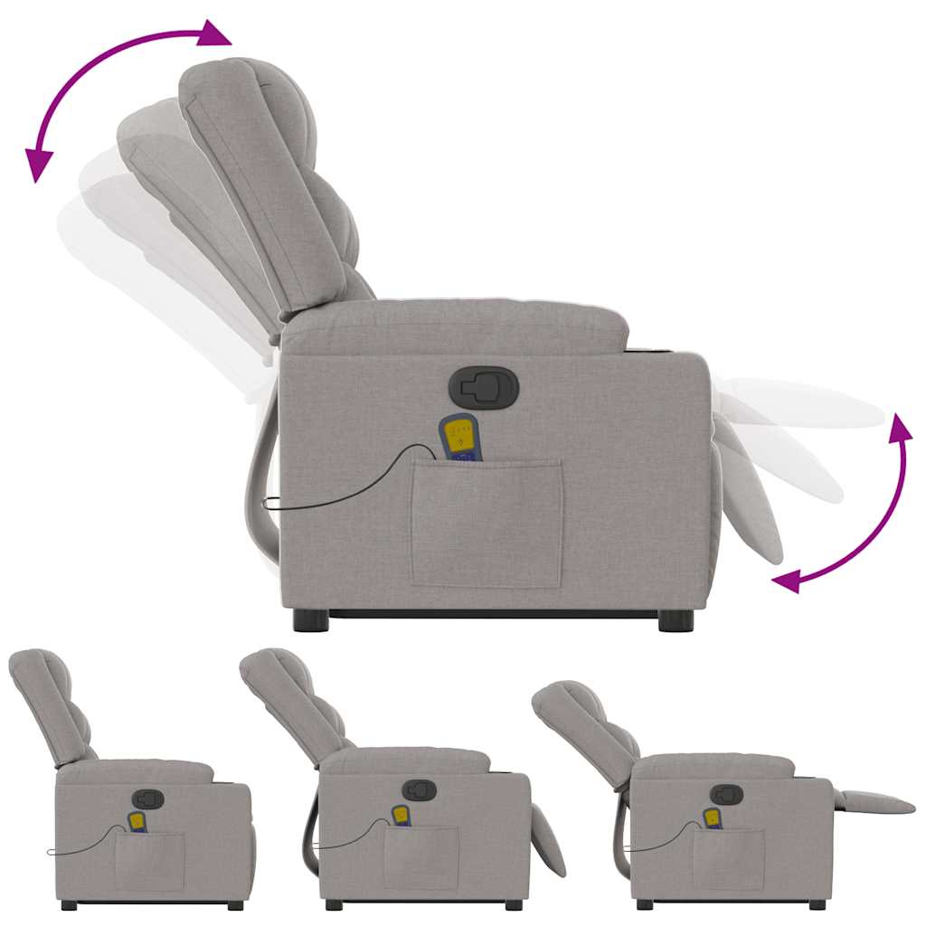 Massagesessel mit Aufstehhilfe Wolkengrau Stoff