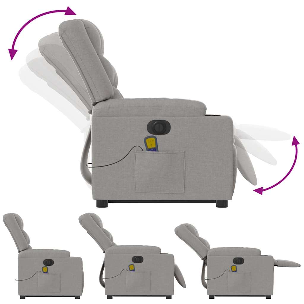 Massagesessel mit Aufstehhilfe Elektrisch Wolkengrau Stoff