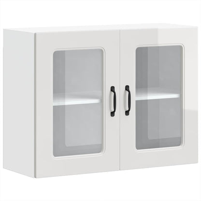 Küchen-Hängeschrank mit Glastür Kalmar Hochglanz-Weiß Holzwerkstoff