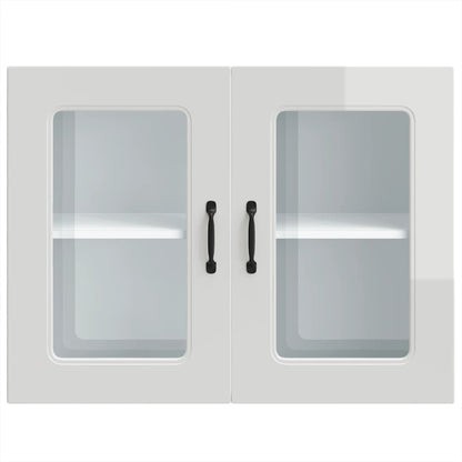 Küchen-Hängeschrank mit Glastür Kalmar Hochglanz-Weiß Holzwerkstoff