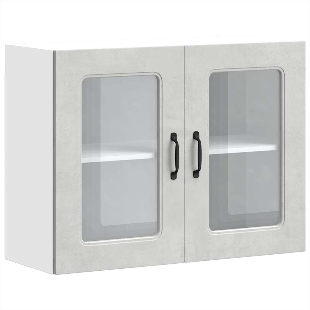 Küchen-Hängeschrank mit Glastür Kalmar Betongrau Holzwerkstoff