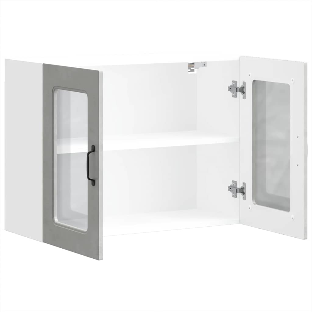 Küchen-Hängeschrank mit Glastür Kalmar Betongrau Holzwerkstoff