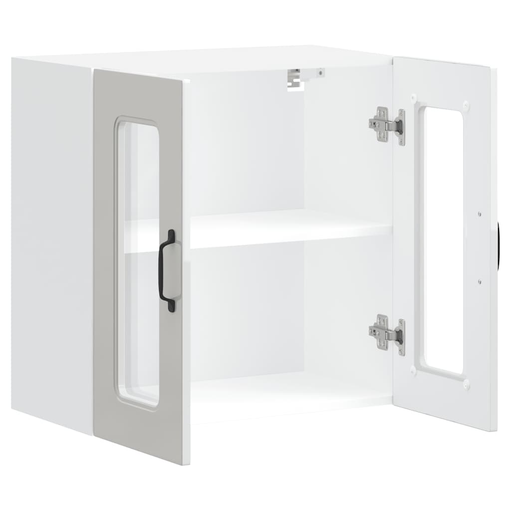 Küchen-Hängeschrank mit Glastür Kalmar Hochglanz-Weiß Holzwerkstoff