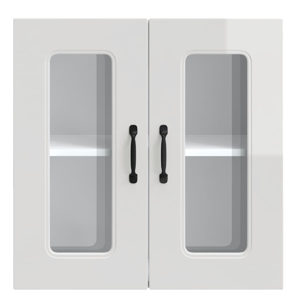 Küchen-Hängeschrank mit Glastür Kalmar Hochglanz-Weiß Holzwerkstoff