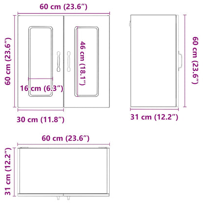 Küchen-Hängeschrank mit Glastür Kalmar Sonoma-Eiche Holzwerkstoff