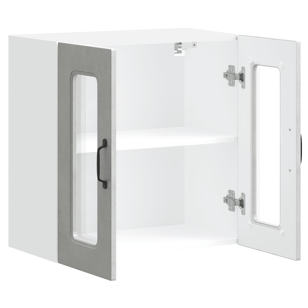 Küchen-Hängeschrank mit Glastür Kalmar Betongrau Holzwerkstoff