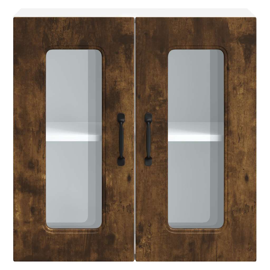 Küchen-Hängeschrank mit Glastür Kalmar Räuchereiche Holzwerkstoff