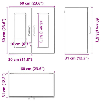 Küchen-Hängeschrank mit Glastür Kalmar Grau Sonoma Holzwerkstoff