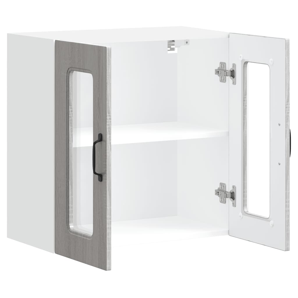 Küchen-Hängeschrank mit Glastür Kalmar Grau Sonoma Holzwerkstoff