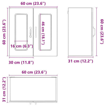 Küchen-Hängeschrank mit Glastür Kalmar Braun Eichen-Optik