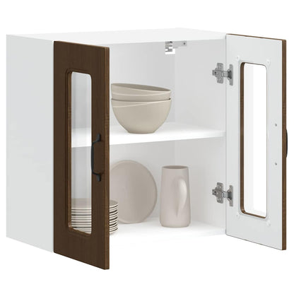 Küchen-Hängeschrank mit Glastür Kalmar Braun Eichen-Optik