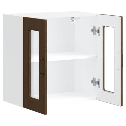 Küchen-Hängeschrank mit Glastür Kalmar Braun Eichen-Optik