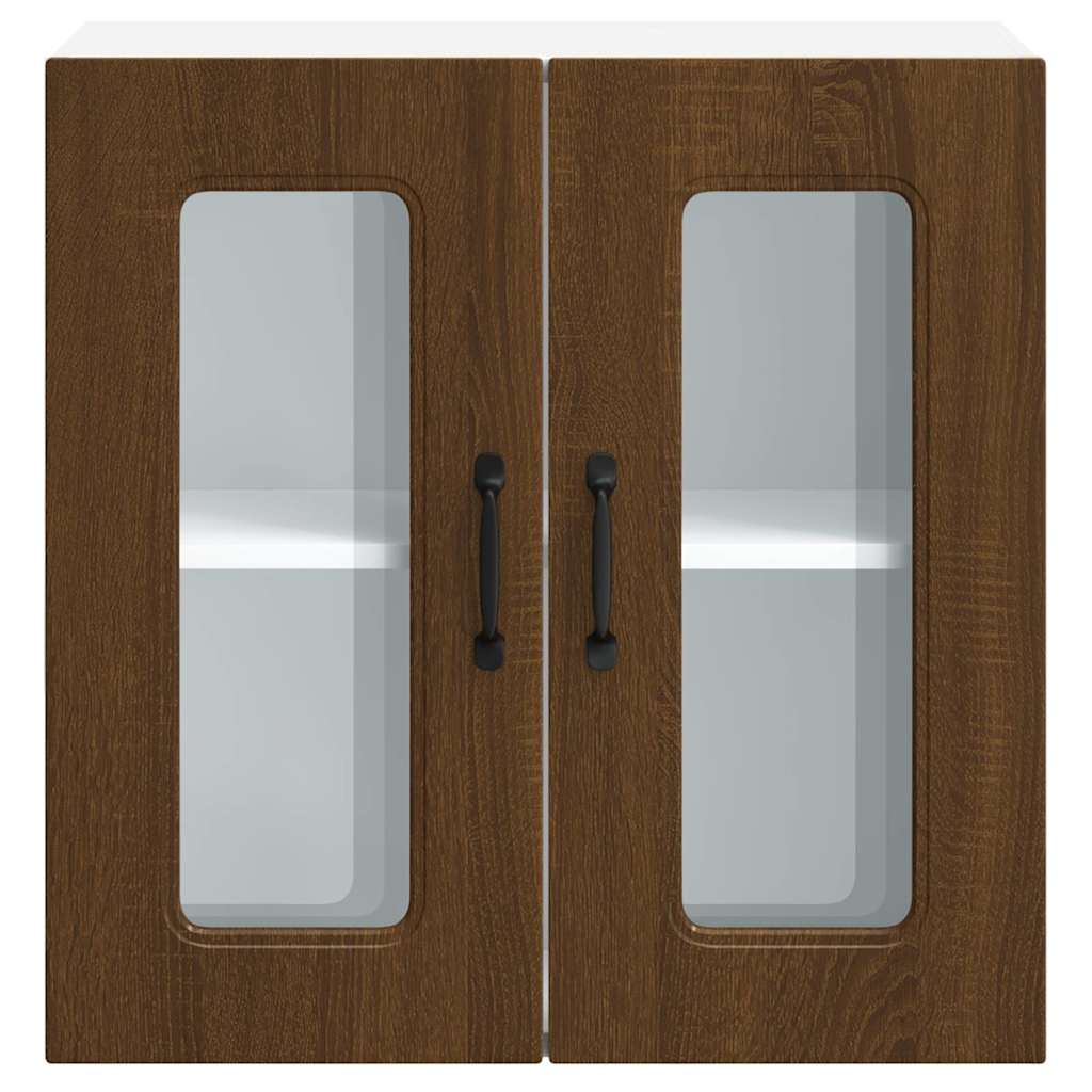 Küchen-Hängeschrank mit Glastür Kalmar Braun Eichen-Optik