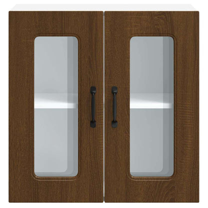 Küchen-Hängeschrank mit Glastür Kalmar Braun Eichen-Optik