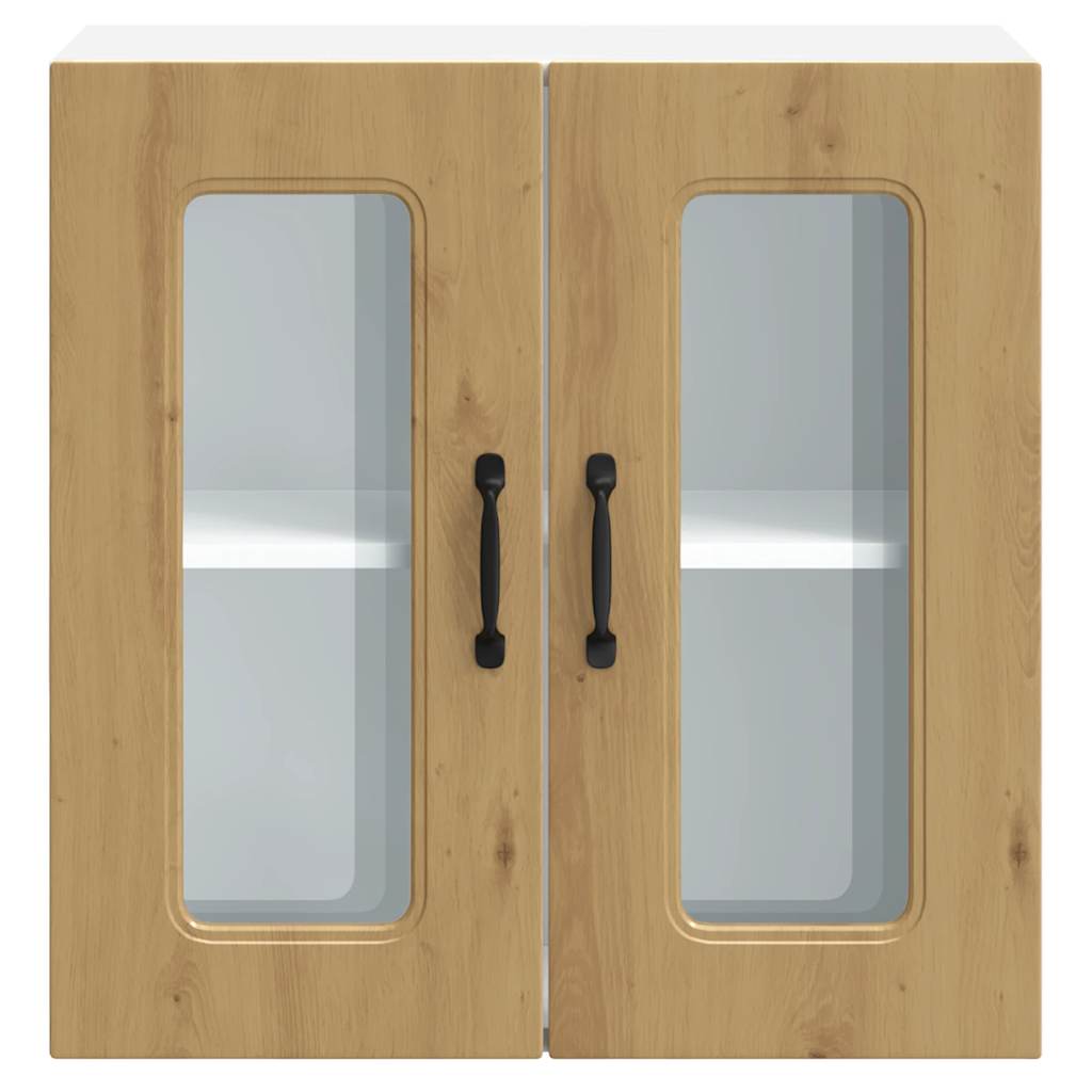 Küchen-Hängeschrank mit Glastür Kalmar Artisan-Eiche Holzwerkstoff