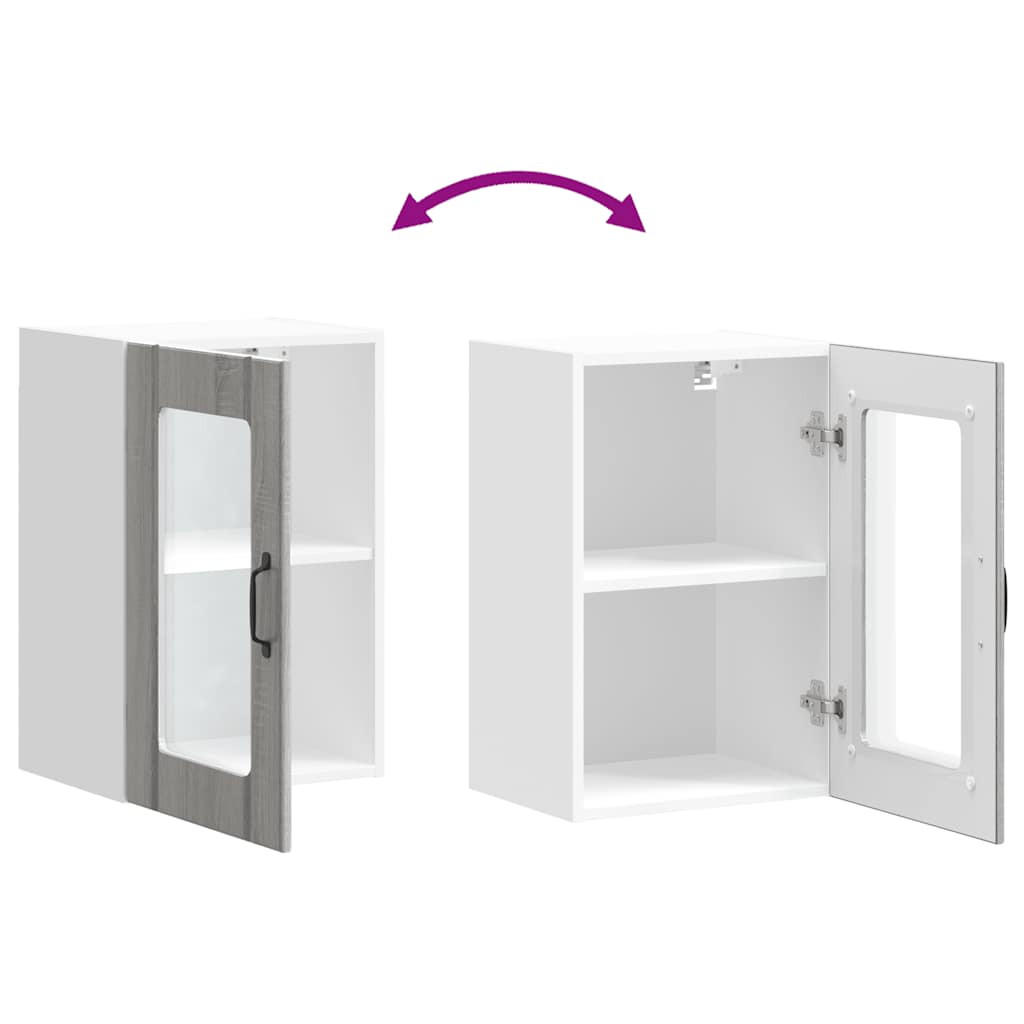 Küchen-Hängeschrank mit Glastür Lucca Grau Sonoma