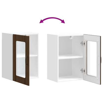 Küchen-Hängeschrank mit Glastür Lucca Braun Eichen-Optik