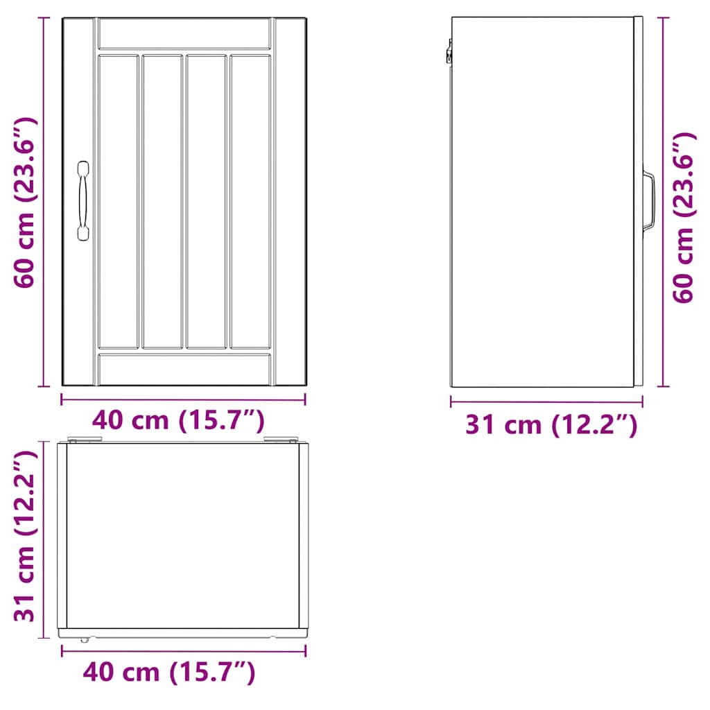 Küchen-Hängeschrank Lucca Schwarz Holzwerkstoff