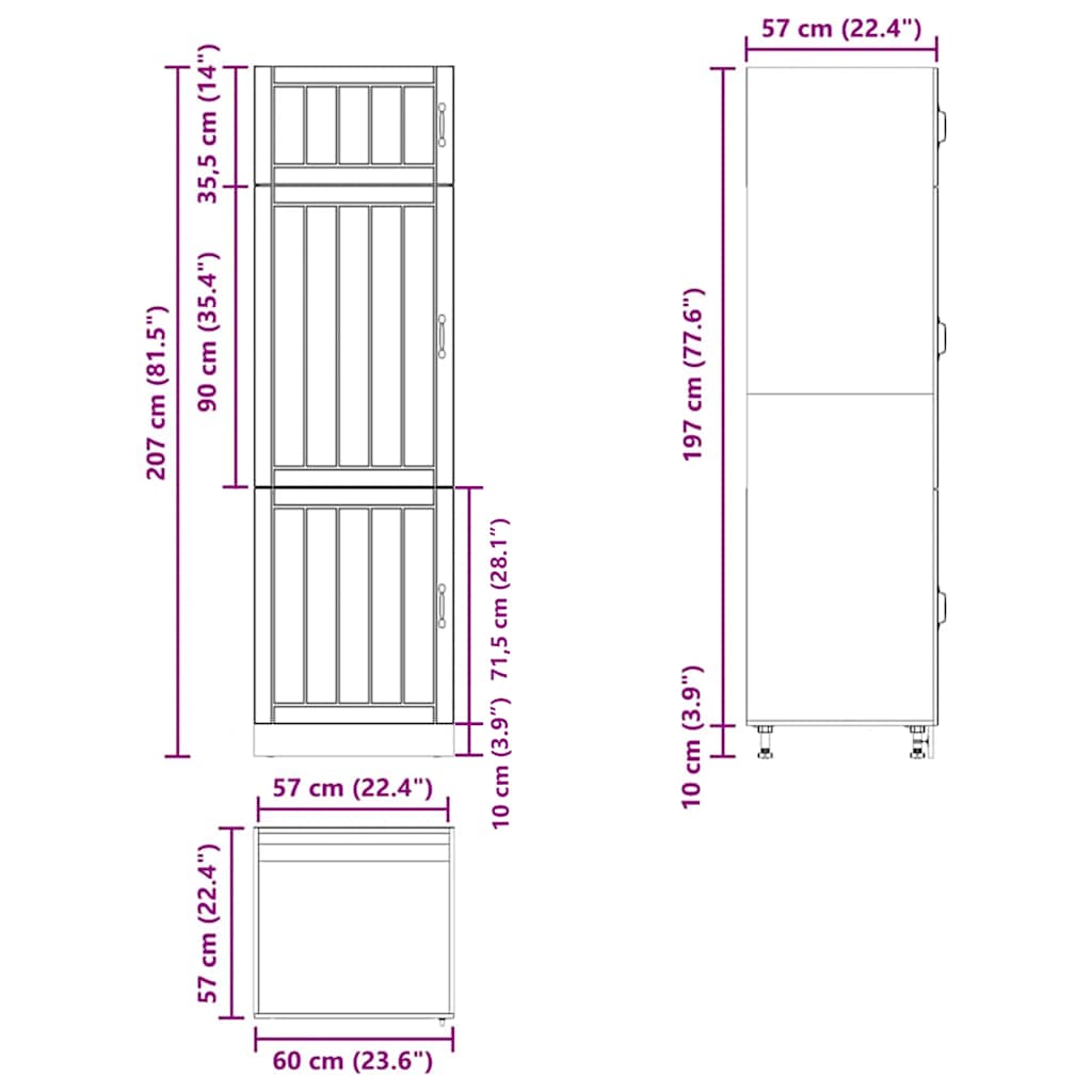 Küchenschrank Lucca Schwarz Holzwerkstoff