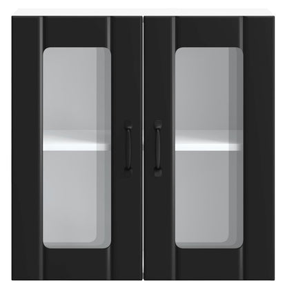 Küchen-Hängeschrank mit Glastür Lucca Schwarz Holzwerkstoff