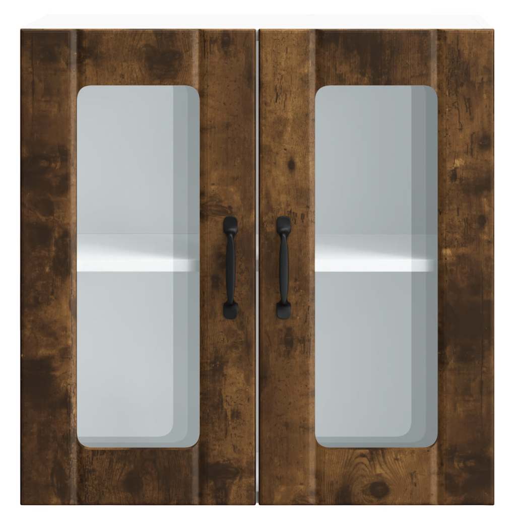 Küchen-Hängeschrank mit Glastür Lucca Räuchereiche Holzwerkstoff