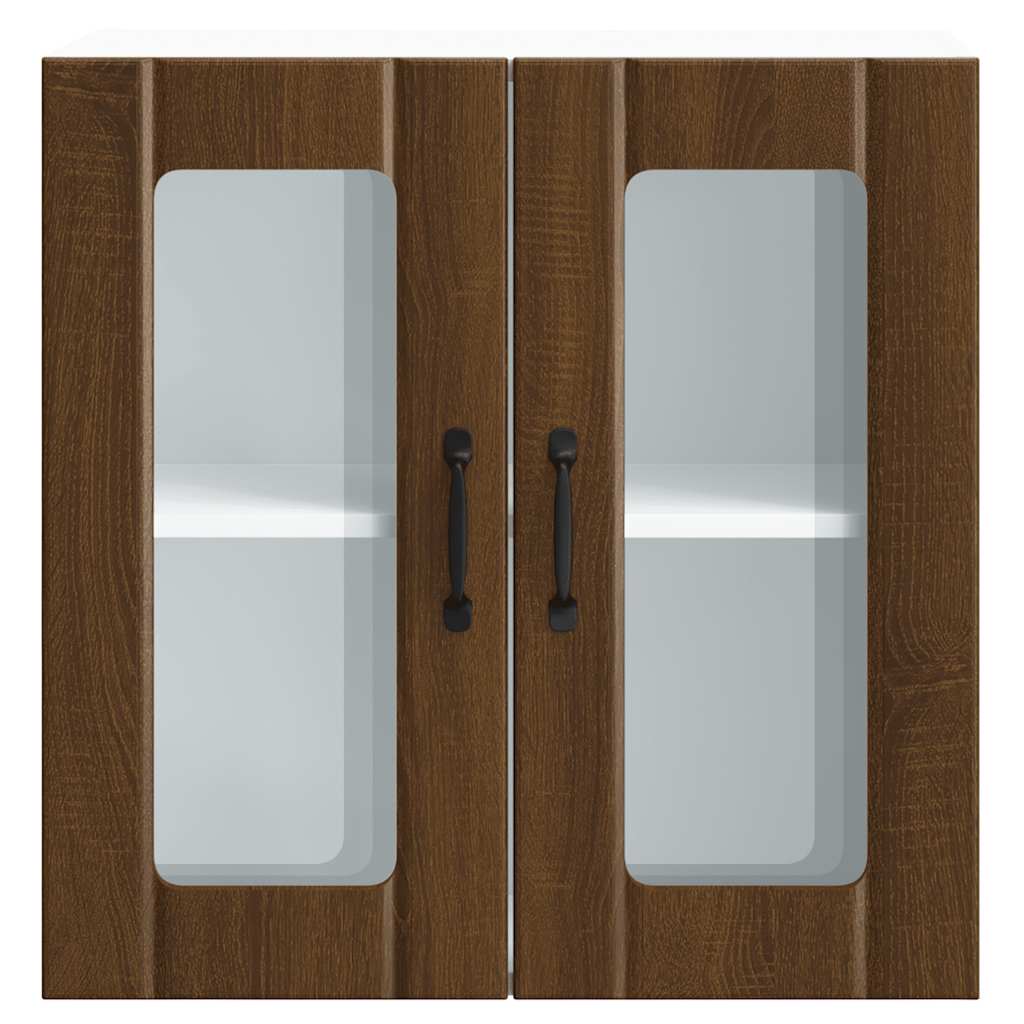 Küchen-Hängeschrank mit Glastür Lucca Braun Eichen-Optik