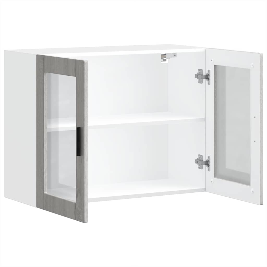 Küchen-Hängeschrank mit Glastür Porto Grau Sonoma
