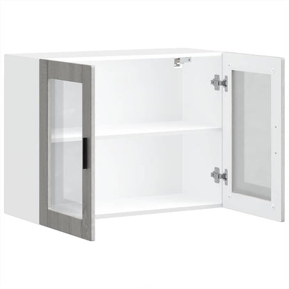 Küchen-Hängeschrank mit Glastür Porto Grau Sonoma