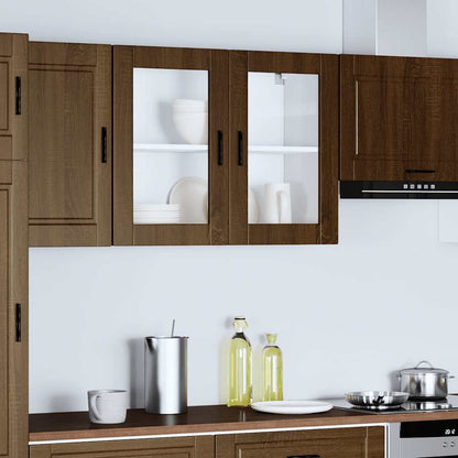 Küchen-Hängeschrank mit Glastür Porto Braun Eichen-Optik