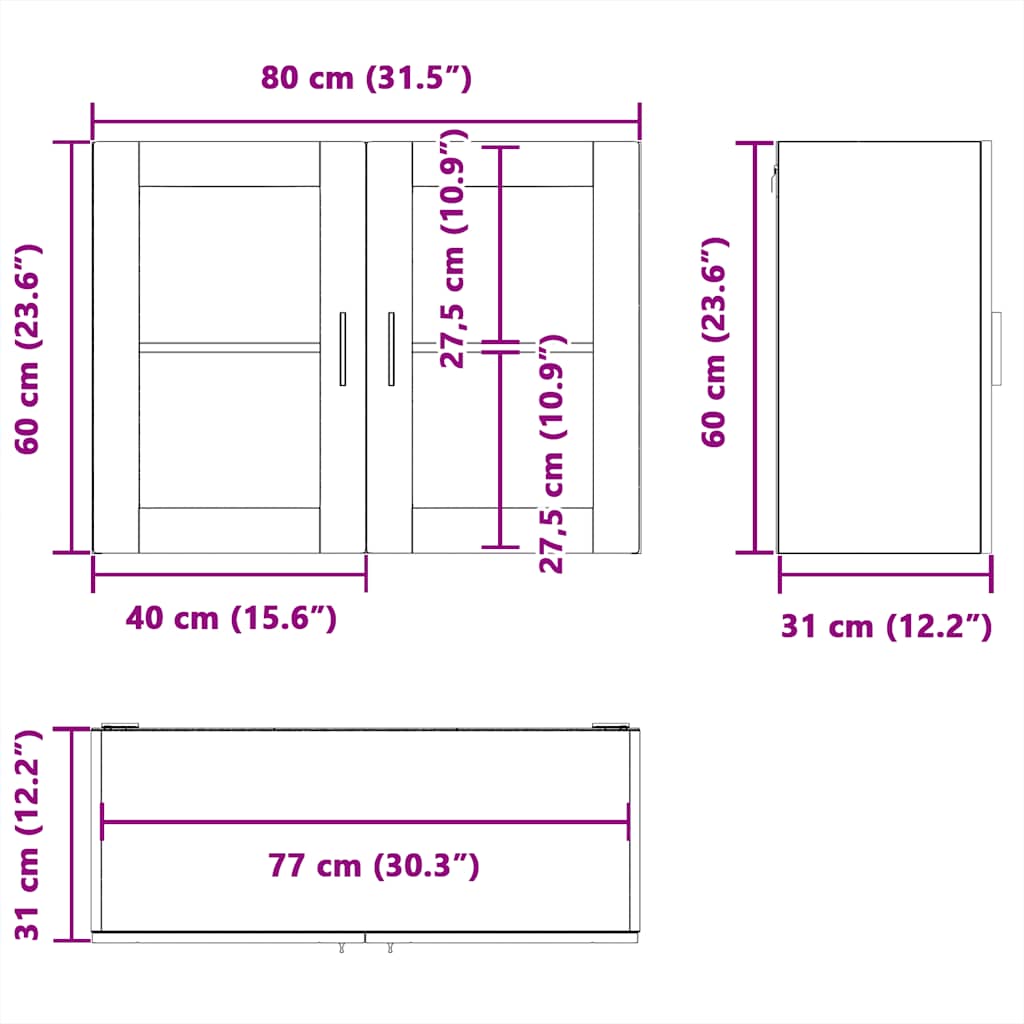Küchen-Hängeschrank mit Glastür Porto Altholz-Optik