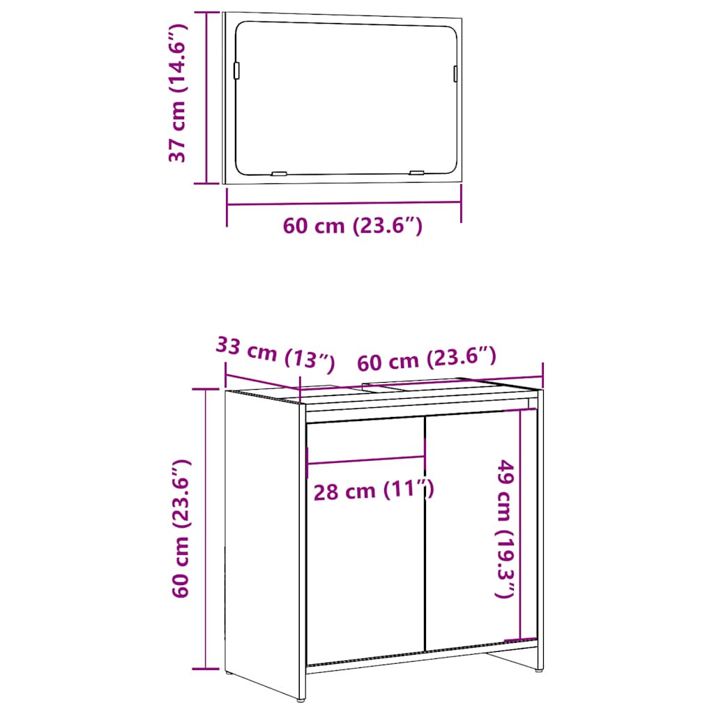 2-tlg. Badmöbel-Set Altholz-Optik Holzwerkstoff