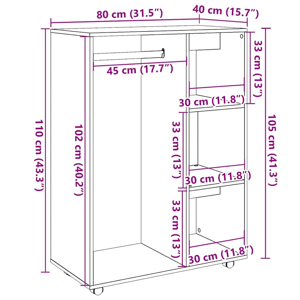 Kleiderständer Altholz-Optik 80x40x110 cm Holzwerkstoff