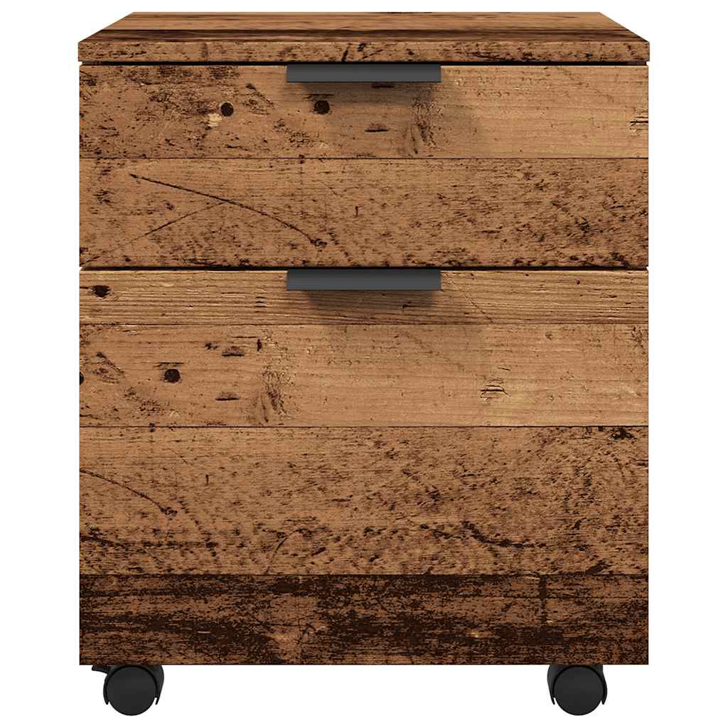 Mobiler Aktenschrank mit Rollen Altholz 45x38x54 cm