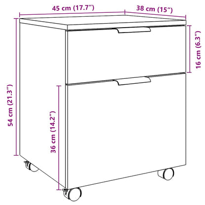 Mobiler Aktenschrank mit Rollen Artisan Eichen-Optik 45x38x54cm