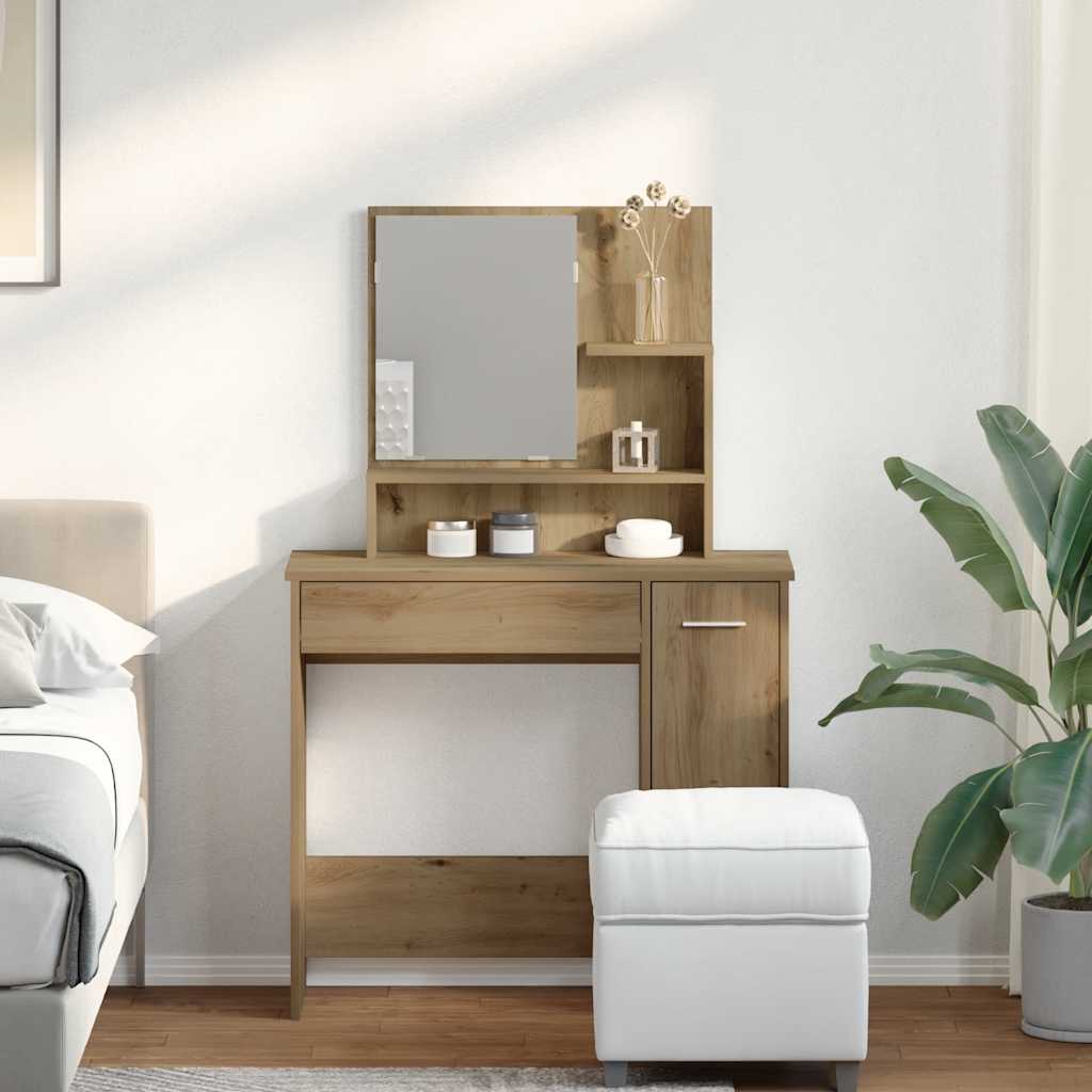 Schminktisch mit Spiegel Artisan-Eiche 86,5x35x136 cm