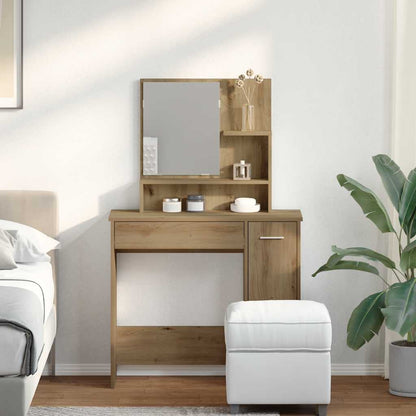 Schminktisch mit Spiegel Artisan-Eiche 86,5x35x136 cm