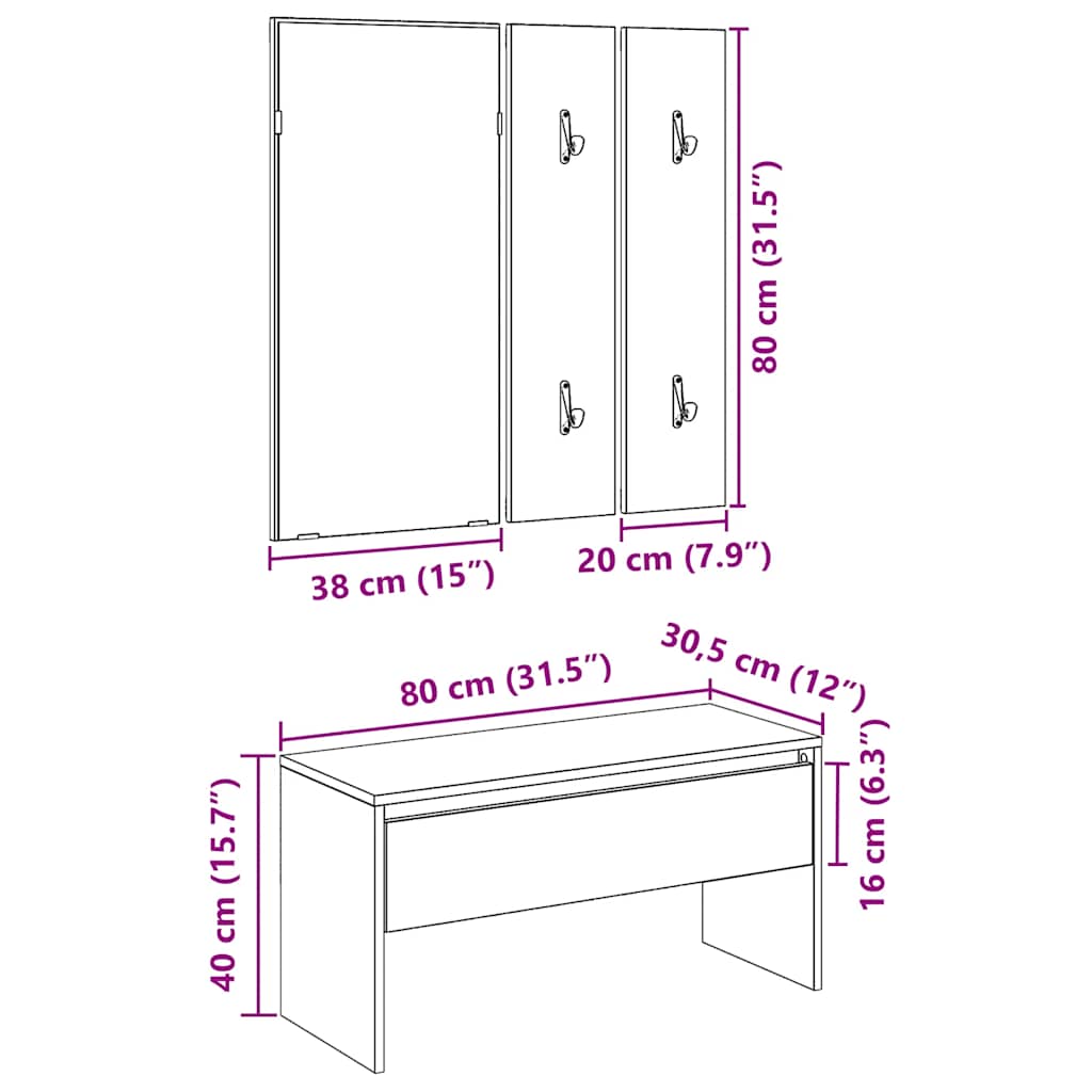 Garderoben-Set Artisan-Eiche Holzwerkstoff Eiche handwerklich