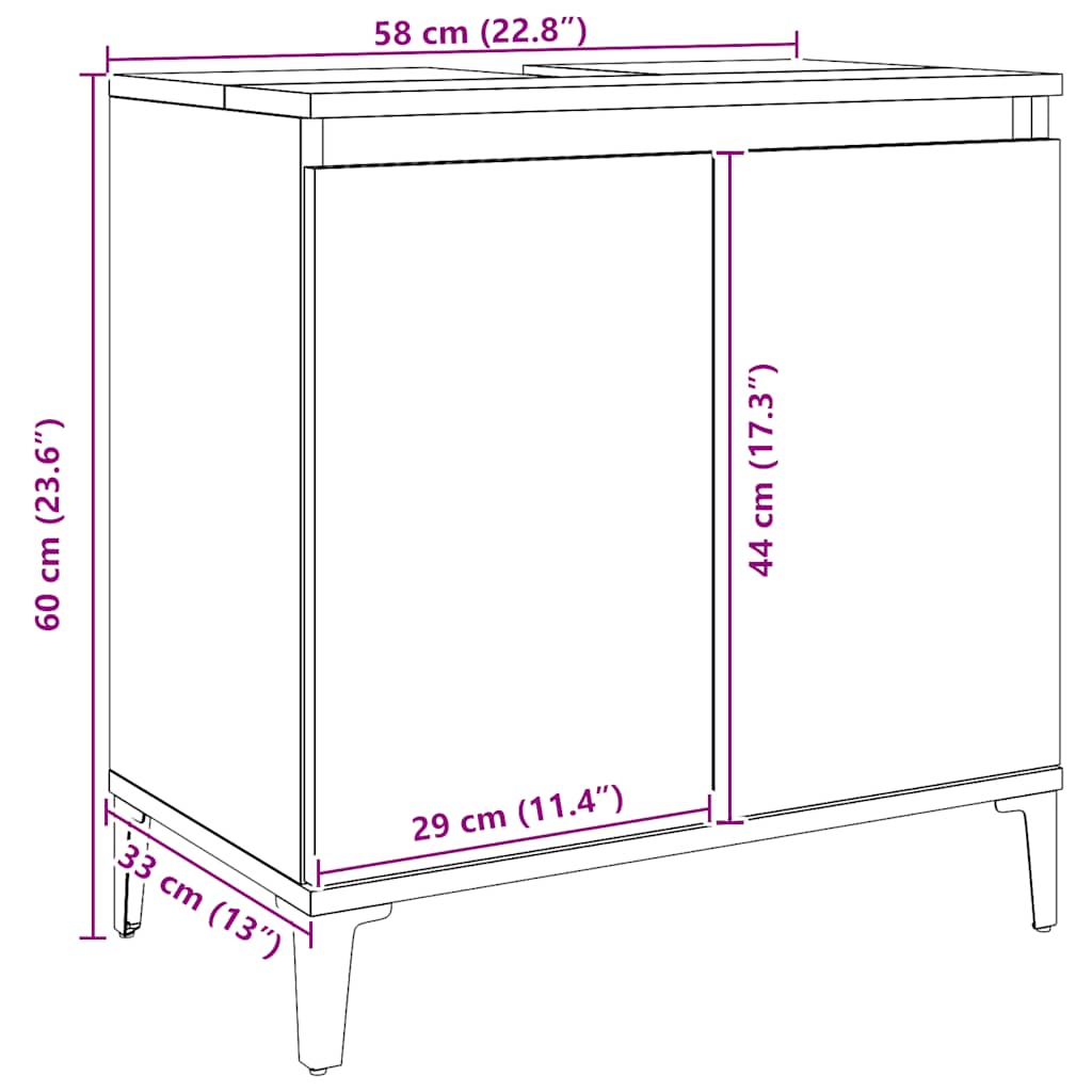 Waschbeckenunterschrank Artisan-Eiche 58x33x60 cm Holzwerkstoff