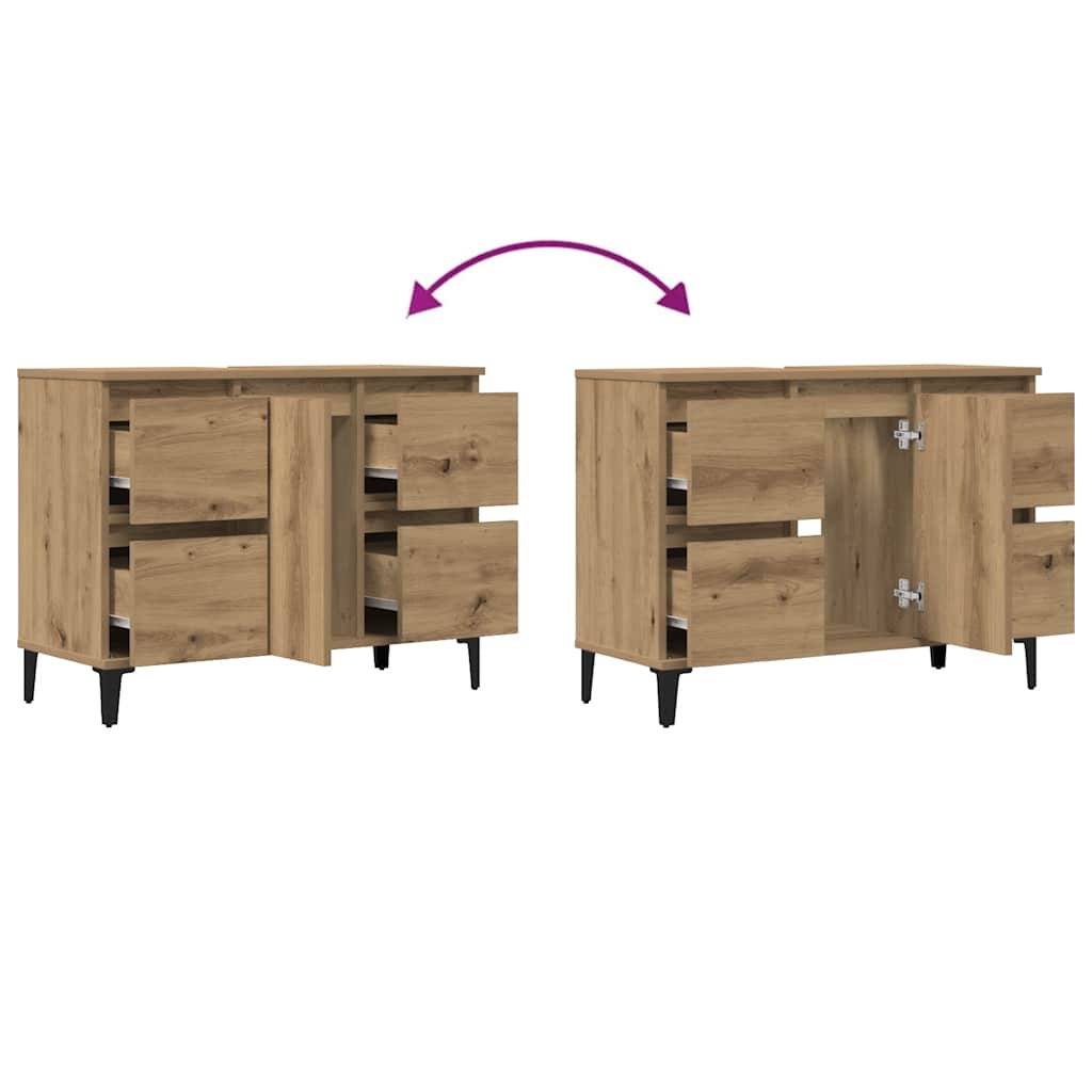 Waschbeckenunterschrank Artisan-Eiche 80x33x60 cm Holzwerkstoff