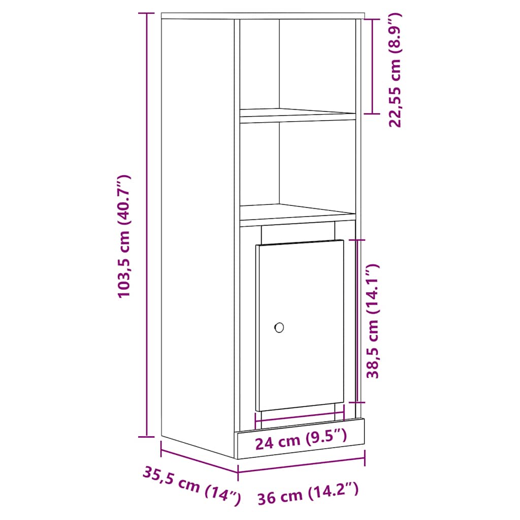 Highboard Artisan-Eiche 36x35,5x103,5 cm Holzwerkstoff