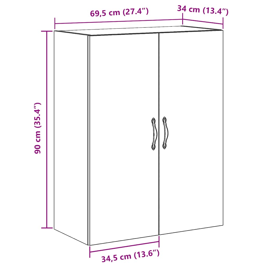 Wandschrank Artisan-Eiche 69,5x34x90 cm Holzwerkstoff