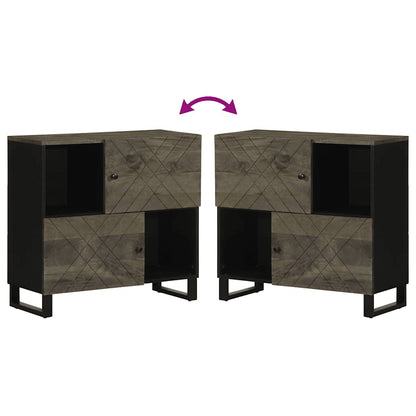 Sideboard Schwarz 80x33x75 cm Massivholz Mango