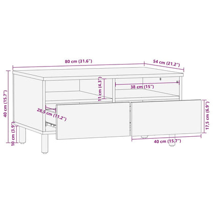 Couchtisch Braun 80 x 54 x 40 cm Massivholz Akazie