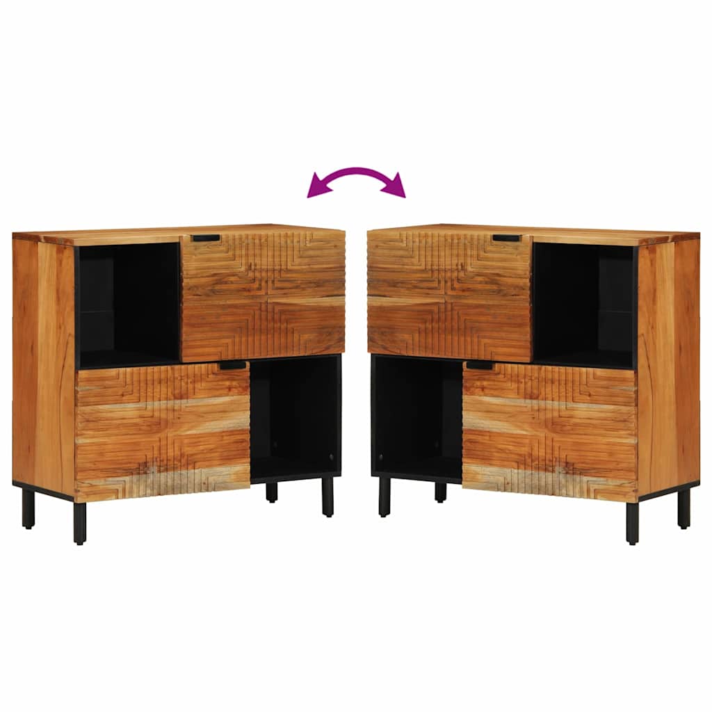 Sideboard mit Regal Braun 80 x 33 x 75 cm Massivholz Akazie