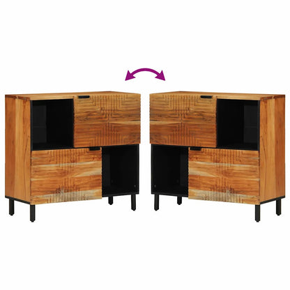 Sideboard mit Regal Braun 80 x 33 x 75 cm Massivholz Akazie