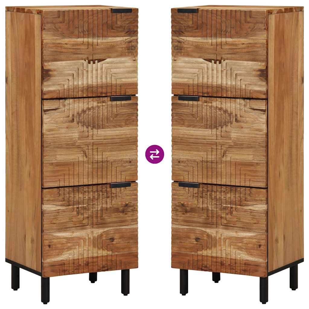 Highboard mit Regal Braun 40 x 33 x 110 cm Massivholz Akazie