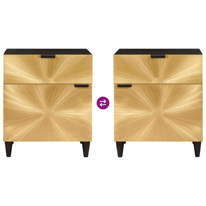 Nachttisch Schwarz und Gold 50 x 33 x 60 cm massives Mangoholz