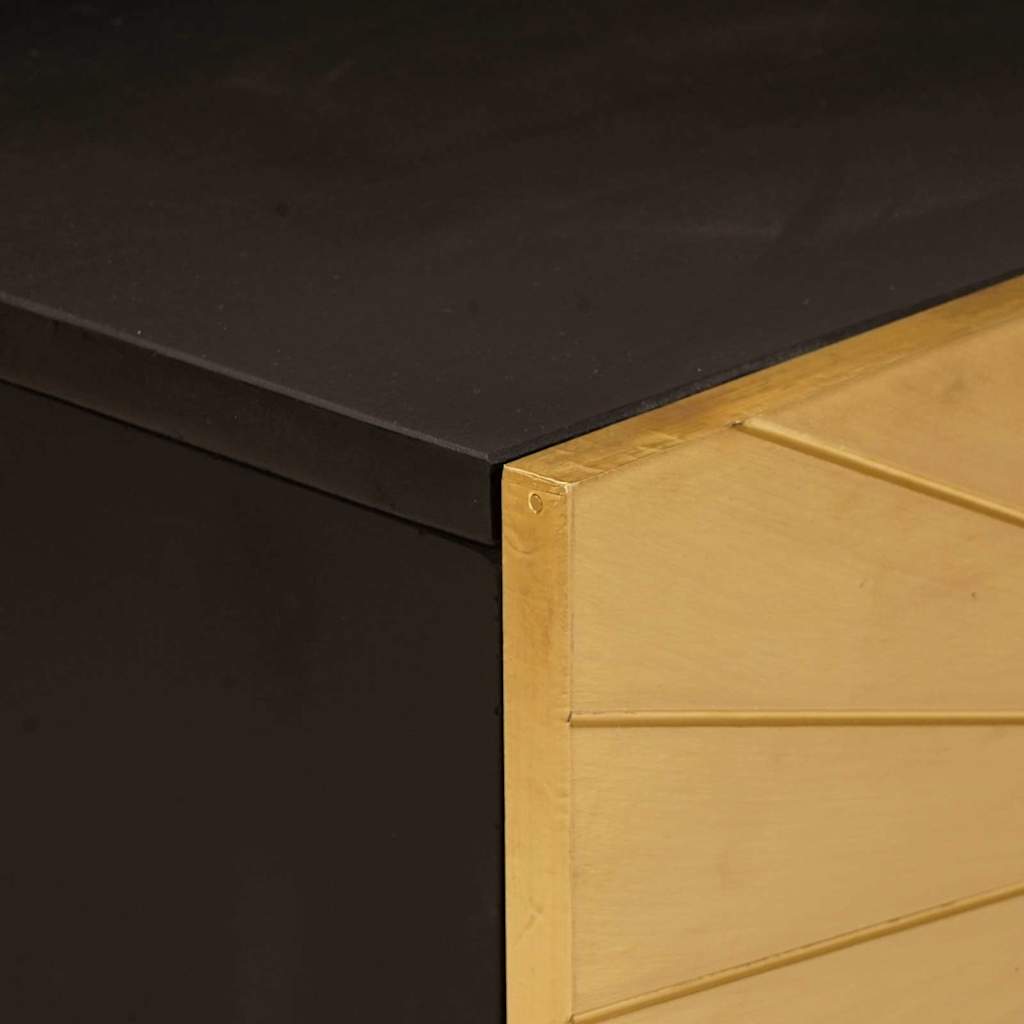 Couchtisch Schwarz und Gold 100 x 54 x 40 cm massives Mangoholz