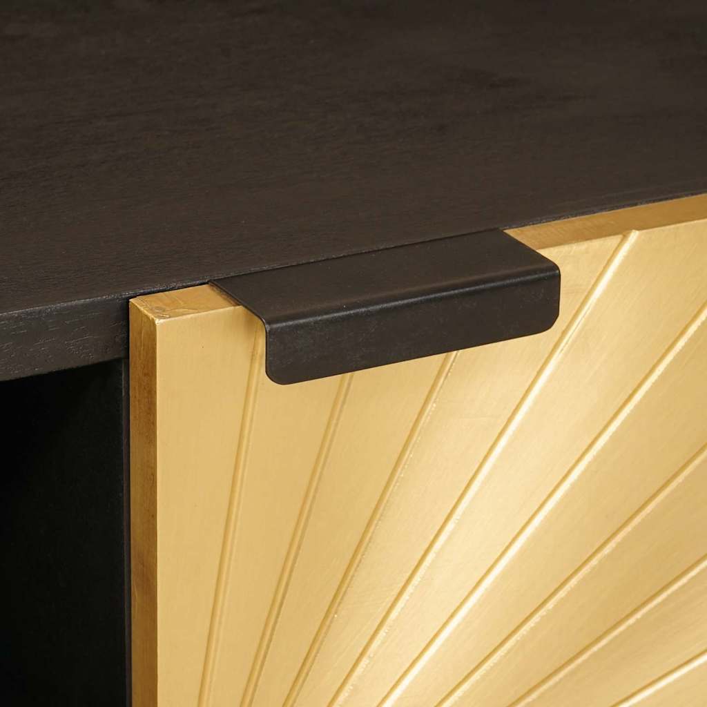 Couchtisch Schwarz und Gold 100 x 54 x 40 cm massives Mangoholz