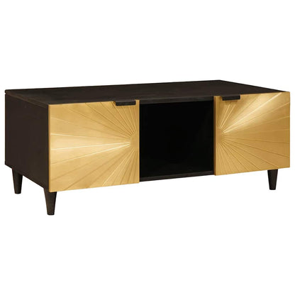 Couchtisch Schwarz und Gold 100 x 54 x 40 cm massives Mangoholz